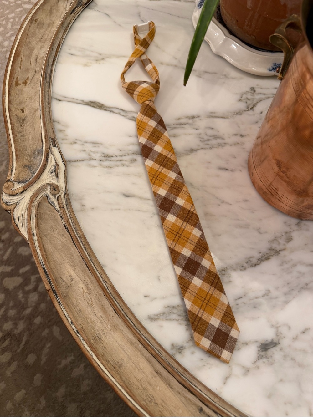 Fall Plaid Tie in Yellow and Brown From Boon Size L